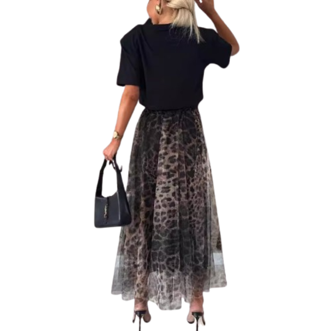 Trapez Leopardrock aus Seidenchiffon